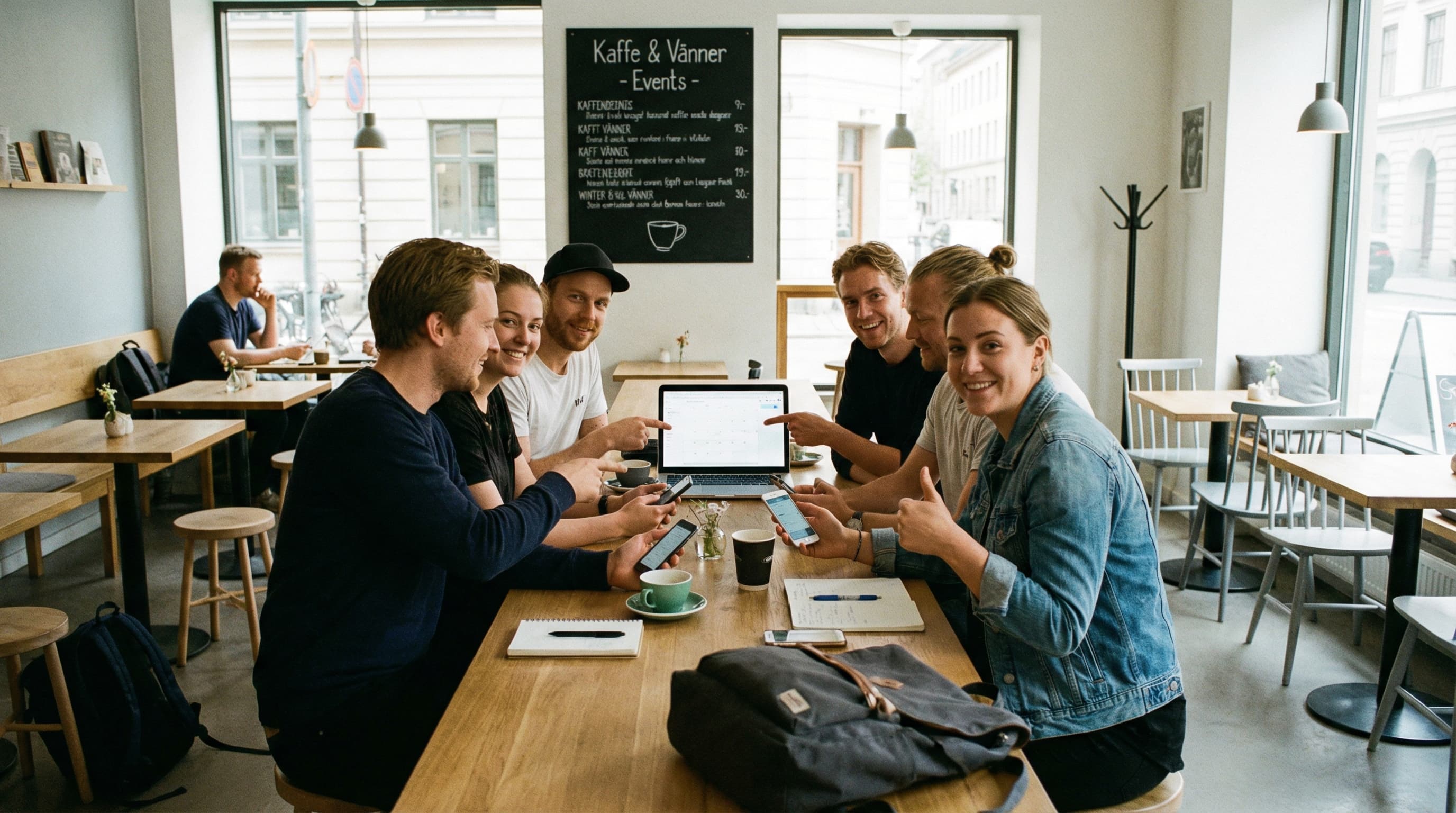 Small group agreeing on plans together at a café table